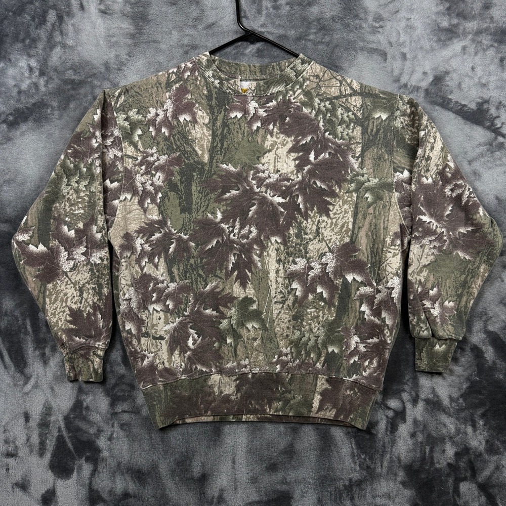 Bear River Sweatshirt Mens Large Camo Green Leaf Outdoor Hunting Pullover